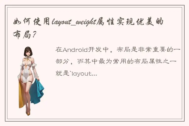 如何使用layout_weight属性实现优美的布局?