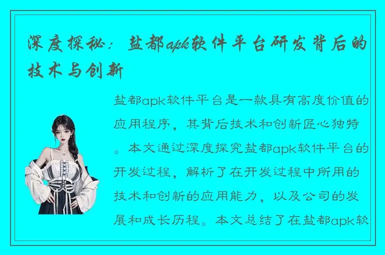 深度探秘：盐都apk软件平台研发背后的技术与创新