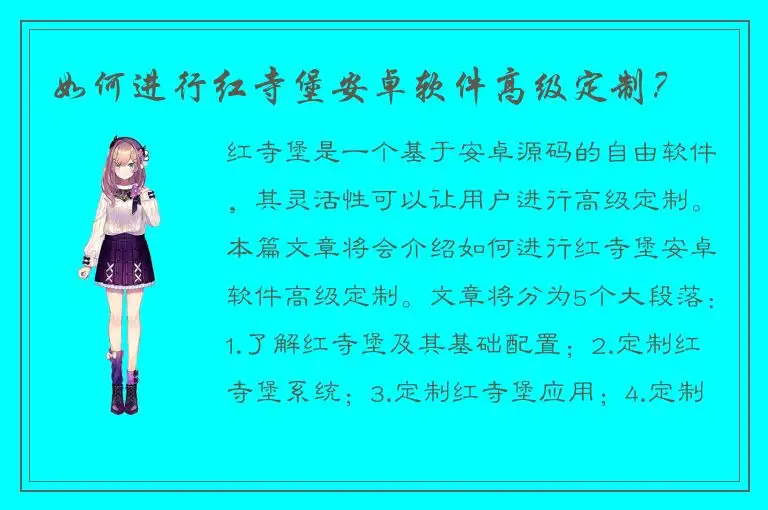 如何进行红寺堡安卓软件高级定制？