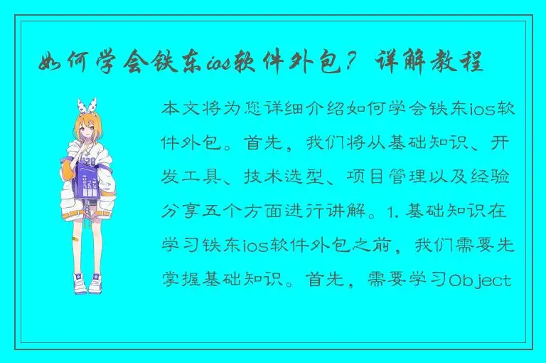 如何学会铁东ios软件外包？详解教程