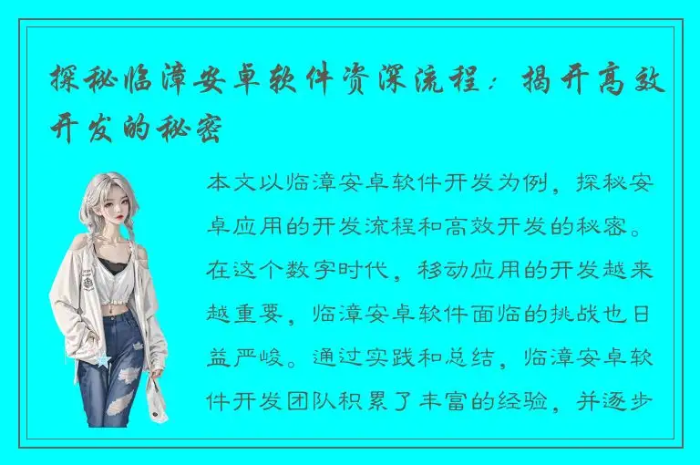 探秘临漳安卓软件资深流程：揭开高效开发的秘密