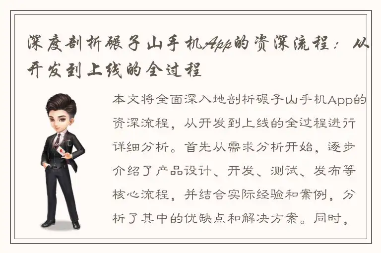 深度剖析碾子山手机App的资深流程：从开发到上线的全过程
