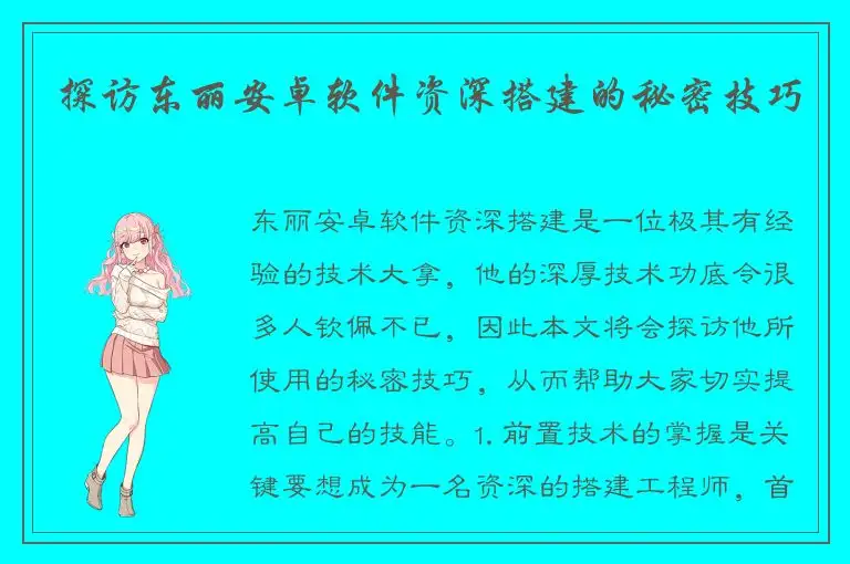 探访东丽安卓软件资深搭建的秘密技巧