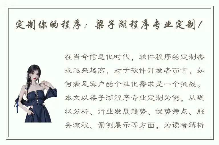 定制你的程序：梁子湖程序专业定制！
