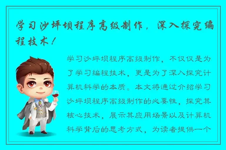 学习沙坪坝程序高级制作，深入探究编程技术！