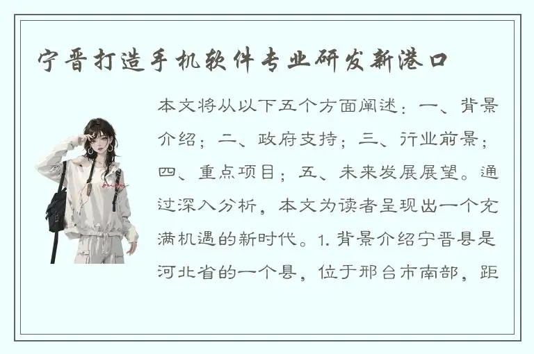 宁晋打造手机软件专业研发新港口