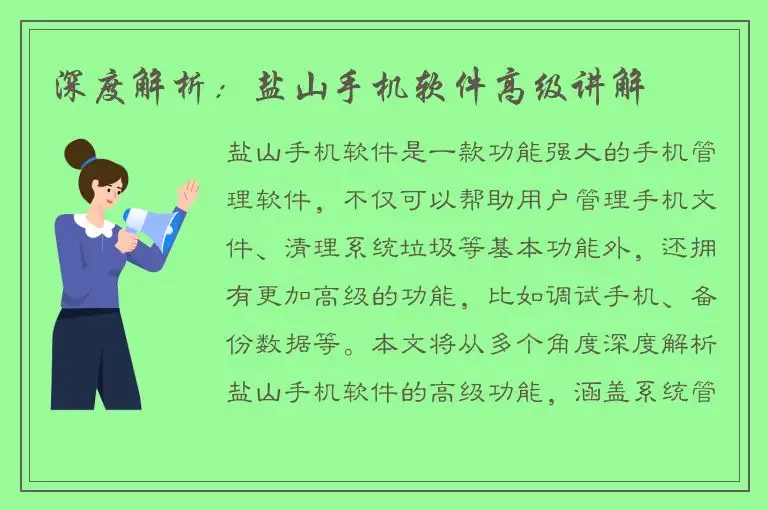深度解析：盐山手机软件高级讲解