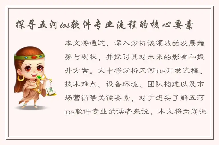 探寻五河ios软件专业流程的核心要素