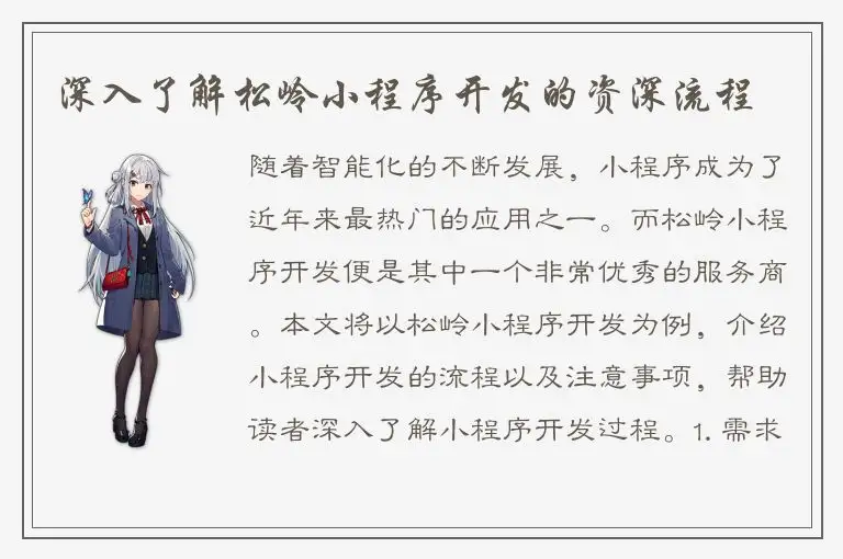 深入了解松岭小程序开发的资深流程