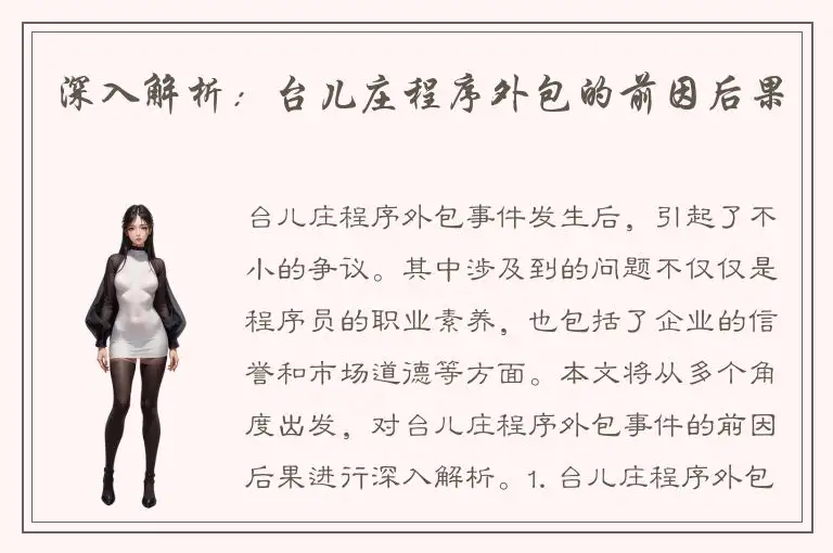 深入解析：台儿庄程序外包的前因后果