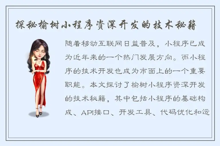 探秘榆树小程序资深开发的技术秘籍