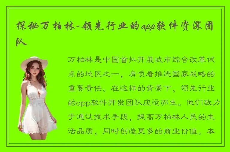 探秘万柏林-领先行业的app软件资深团队