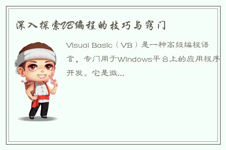 深入探索VB编程的技巧与窍门