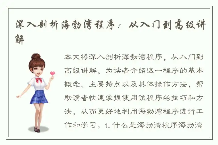 深入剖析海勃湾程序：从入门到高级讲解