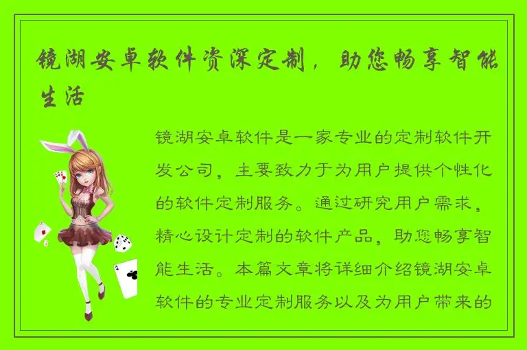 镜湖安卓软件资深定制，助您畅享智能生活