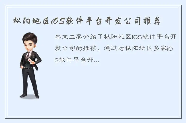 枞阳地区iOS软件平台开发公司推荐