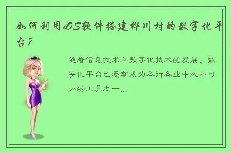 如何利用iOS软件搭建桦川村的数字化平台？