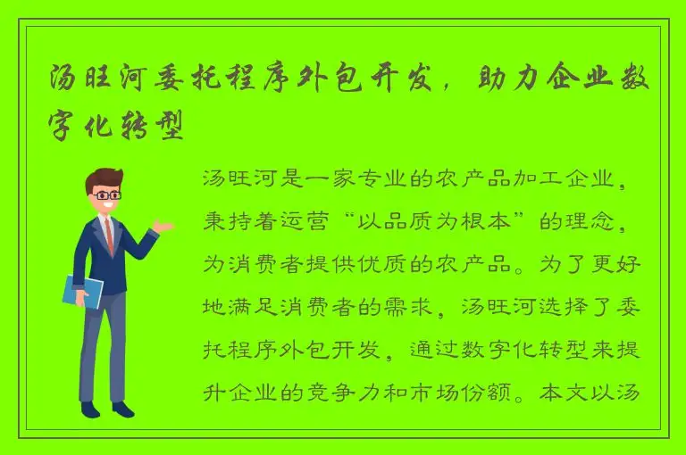 汤旺河委托程序外包开发，助力企业数字化转型
