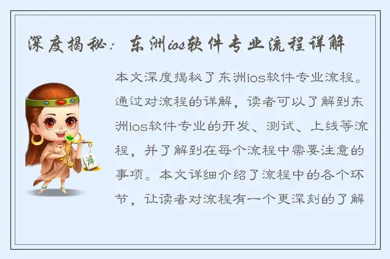 深度揭秘：东洲ios软件专业流程详解