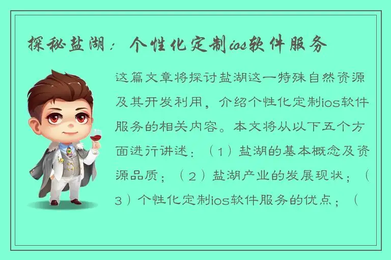 探秘盐湖：个性化定制ios软件服务