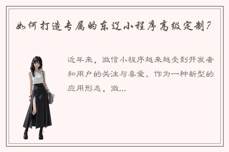 如何打造专属的东辽小程序高级定制？