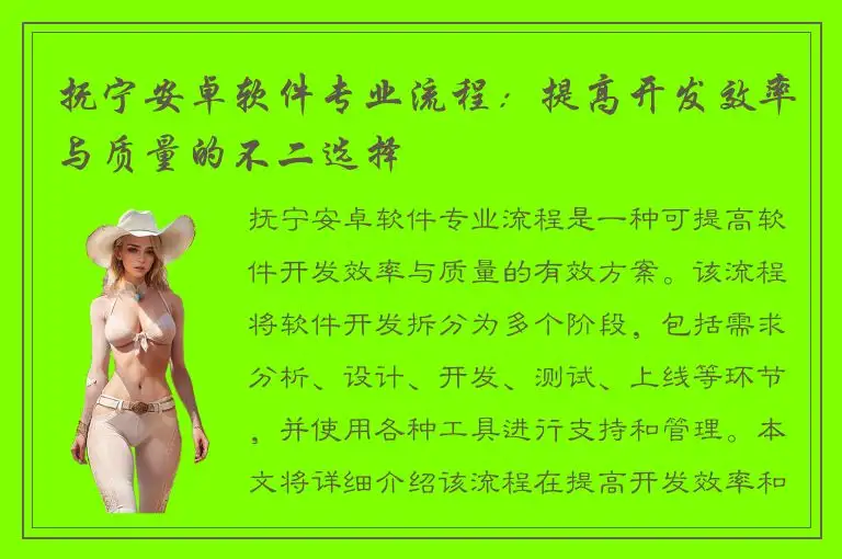 抚宁安卓软件专业流程：提高开发效率与质量的不二选择