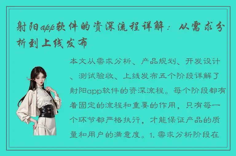 射阳app软件的资深流程详解：从需求分析到上线发布