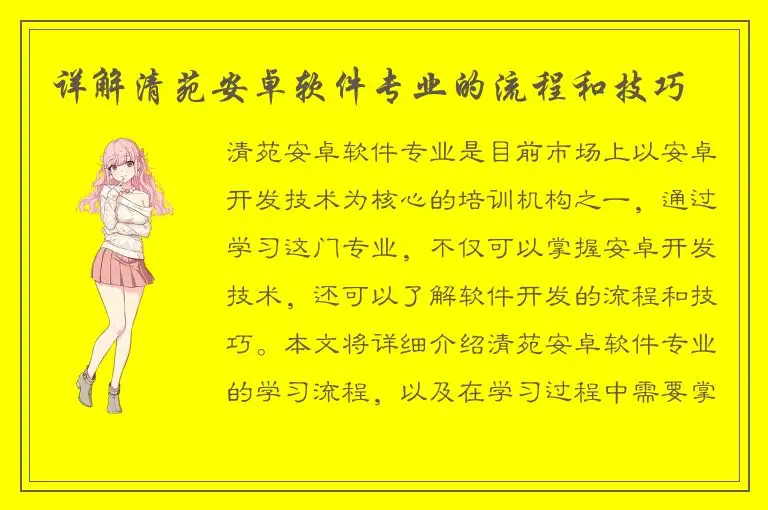 详解清苑安卓软件专业的流程和技巧