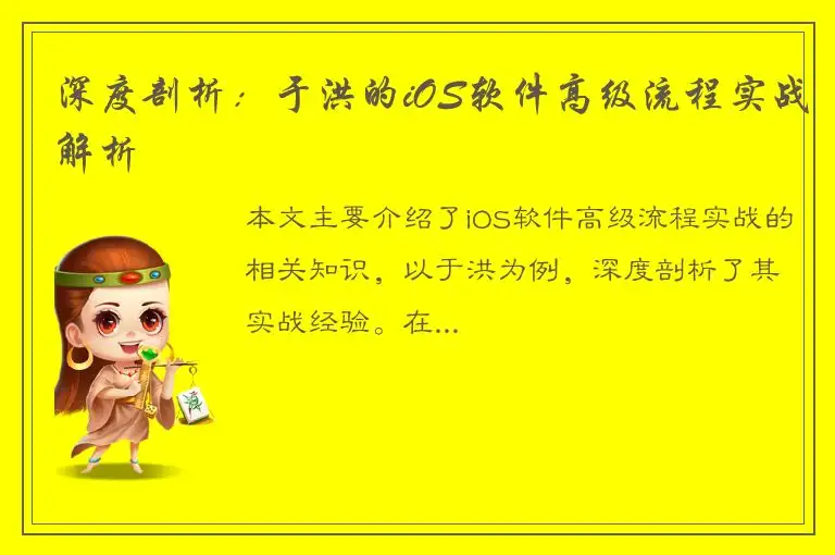 深度剖析：于洪的iOS软件高级流程实战解析