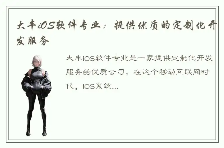 大丰iOS软件专业：提供优质的定制化开发服务