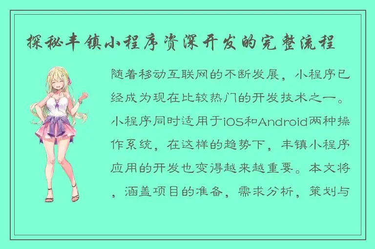 探秘丰镇小程序资深开发的完整流程