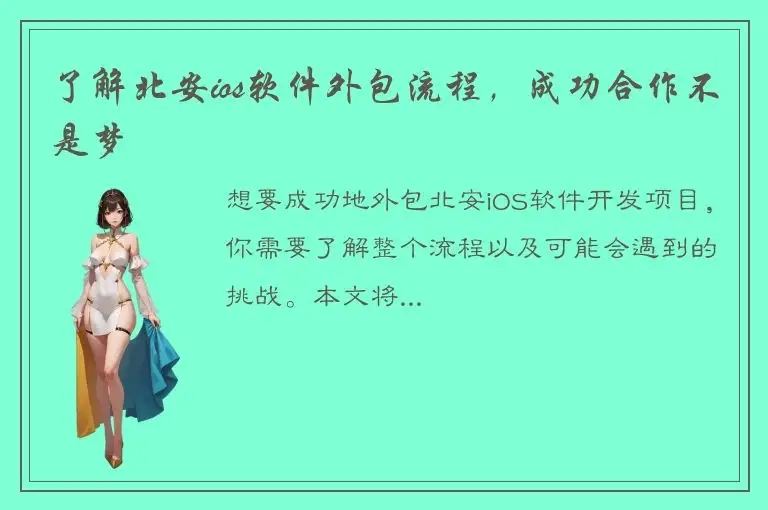 了解北安ios软件外包流程，成功合作不是梦