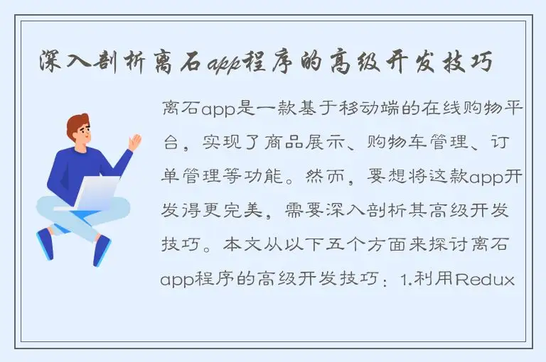 深入剖析离石app程序的高级开发技巧