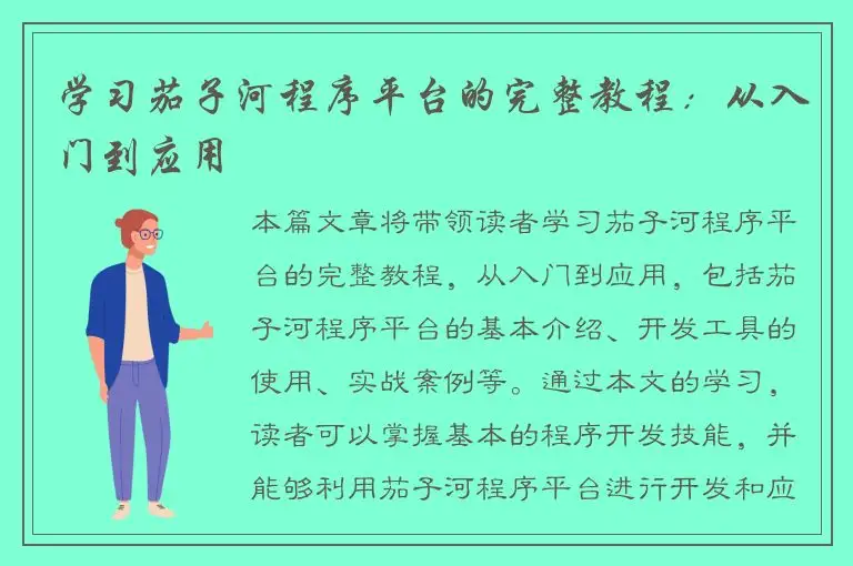 学习茄子河程序平台的完整教程：从入门到应用