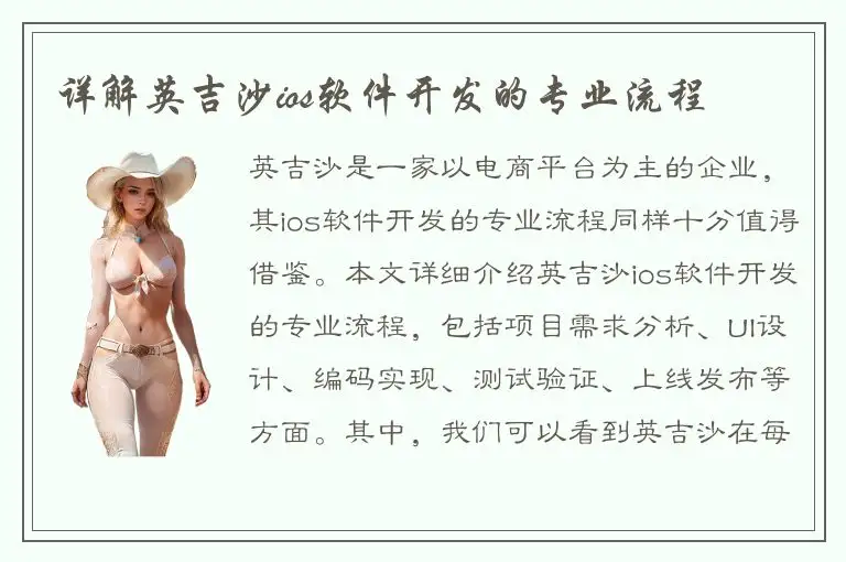 详解英吉沙ios软件开发的专业流程