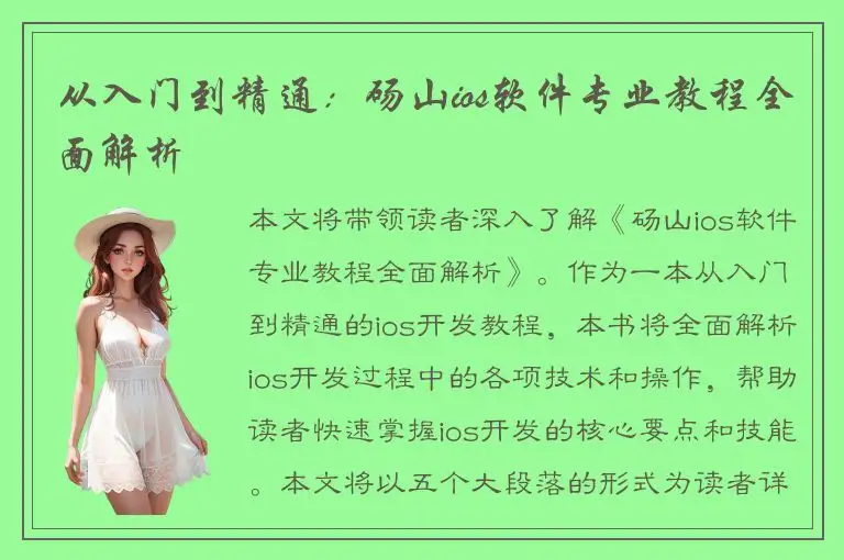 从入门到精通：砀山ios软件专业教程全面解析