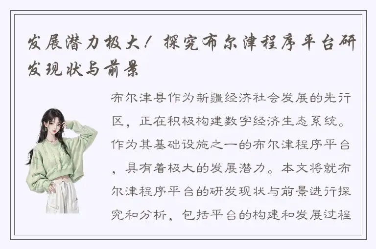 发展潜力极大！探究布尔津程序平台研发现状与前景