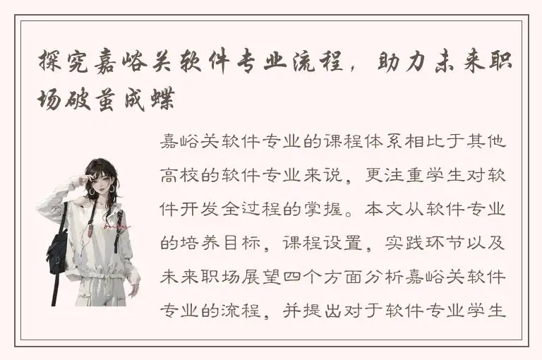 探究嘉峪关软件专业流程，助力未来职场破茧成蝶