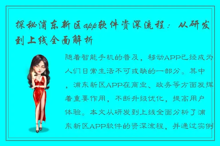 探秘浦东新区app软件资深流程：从研发到上线全面解析
