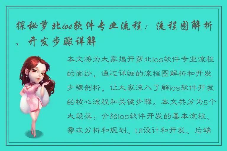 探秘萝北ios软件专业流程：流程图解析、开发步骤详解