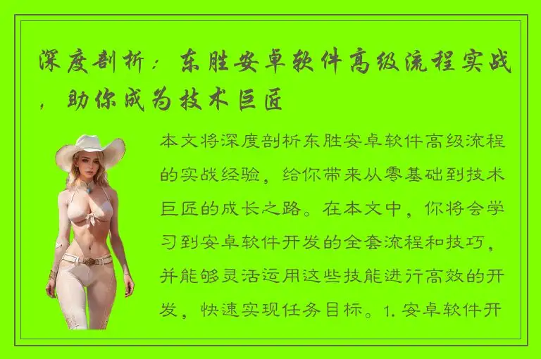 深度剖析：东胜安卓软件高级流程实战，助你成为技术巨匠