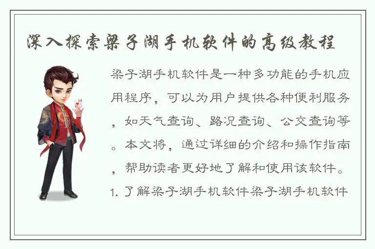 深入探索梁子湖手机软件的高级教程
