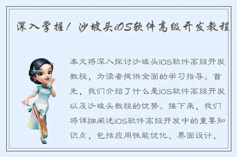 深入掌握！沙坡头iOS软件高级开发教程