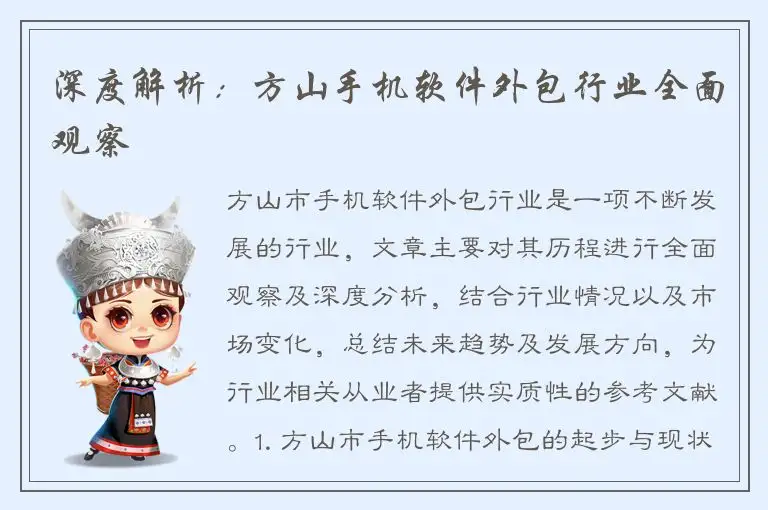 深度解析：方山手机软件外包行业全面观察
