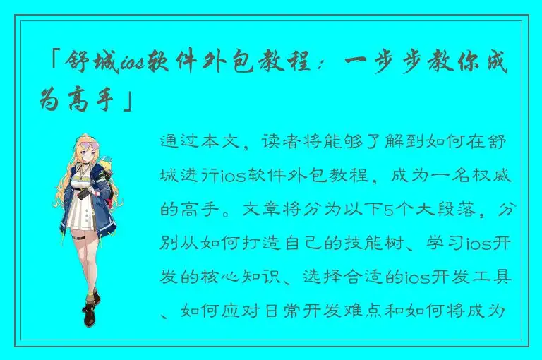 「舒城ios软件外包教程：一步步教你成为高手」