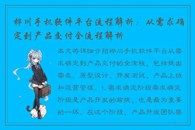 桦川手机软件平台流程解析：从需求确定到产品交付全流程解析