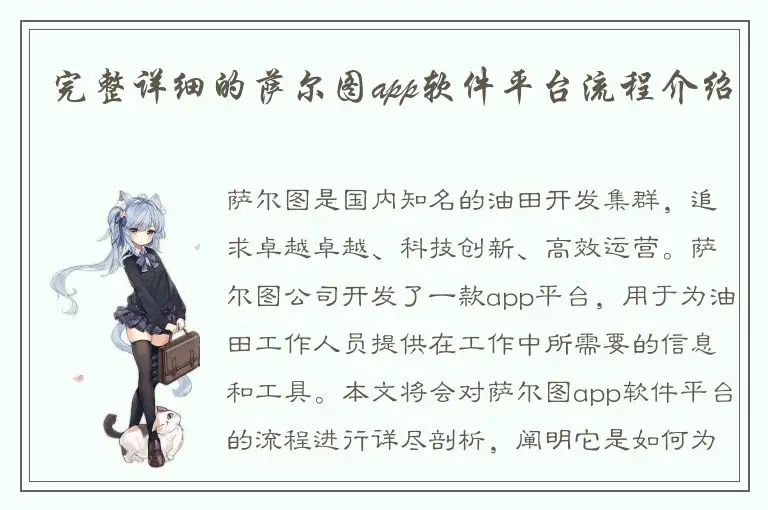 完整详细的萨尔图app软件平台流程介绍