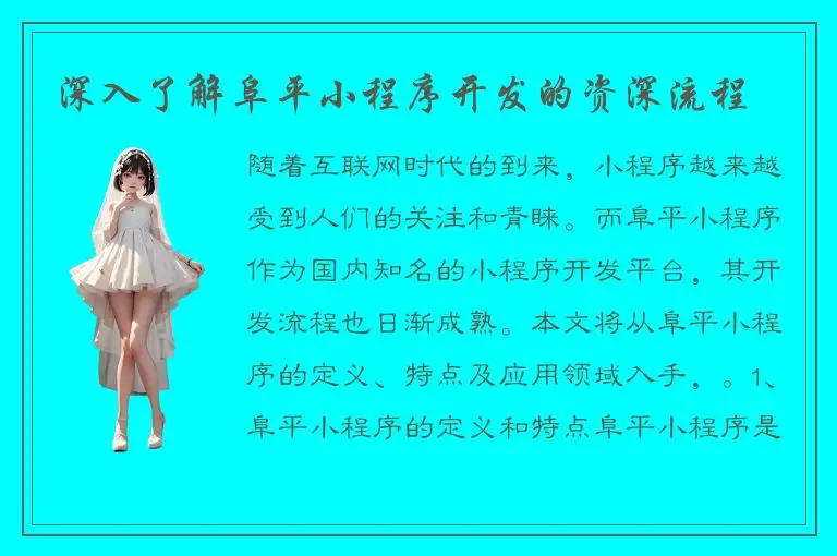 深入了解阜平小程序开发的资深流程