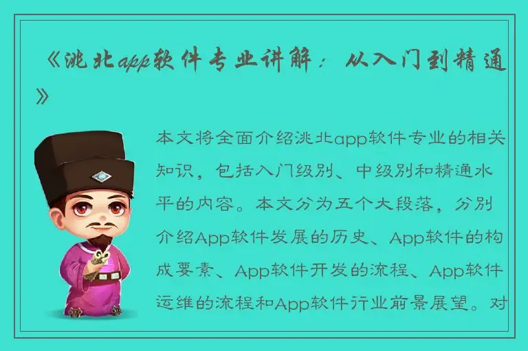 《洮北app软件专业讲解：从入门到精通》