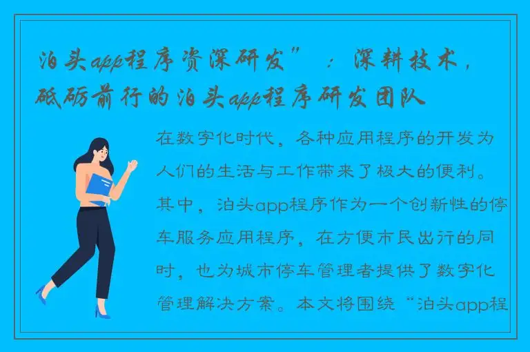 泊头app程序资深研发” ：深耕技术，砥砺前行的泊头app程序研发团队